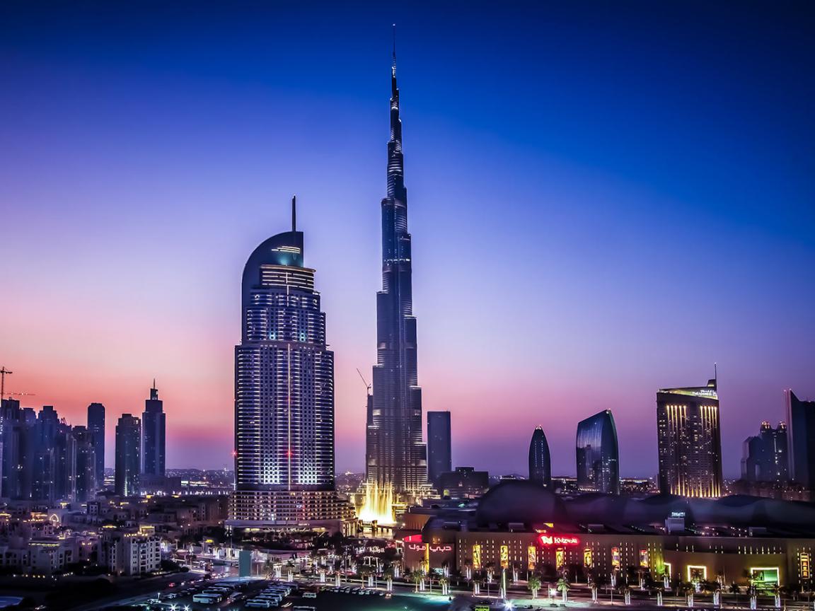 Dubai City Skyline Hd Wallpaper Widescreen - Dubai City Skyline Night - HD Wallpaper 