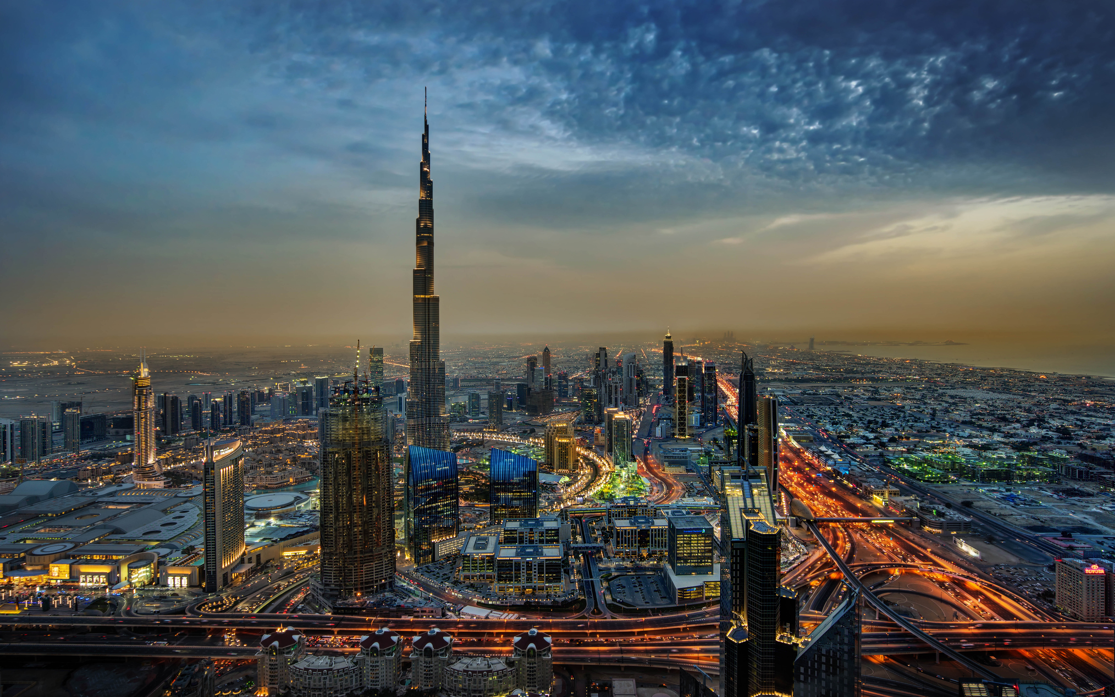 Burj Khalifa, 4k, Dubai, Evening City, Uae, Cityscapes, - Burj Khalifa Dubai Gif - HD Wallpaper 