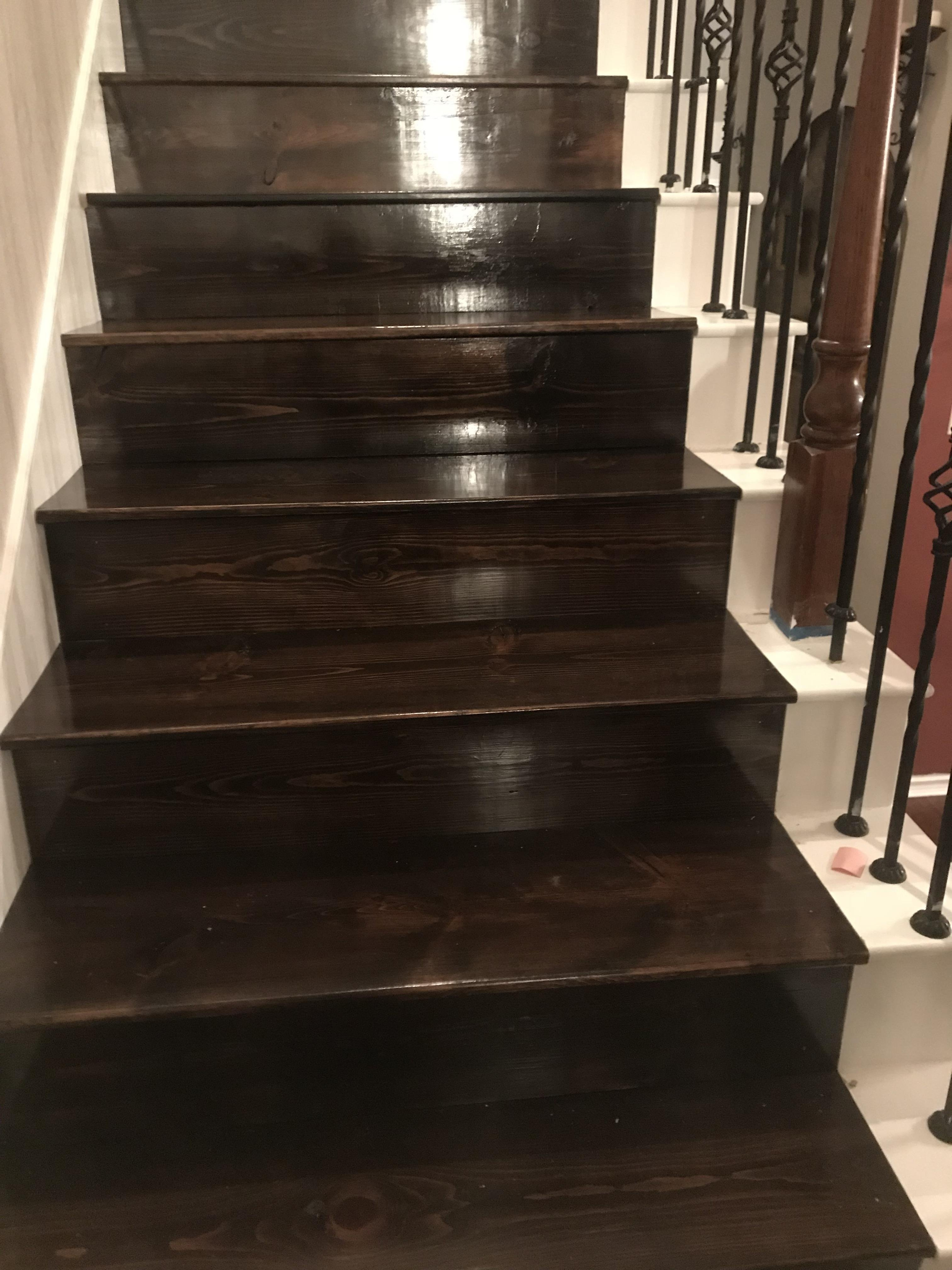Hardwood Stair Risers Luxury Images Trying To Make - Stained Wood Stairs - HD Wallpaper 