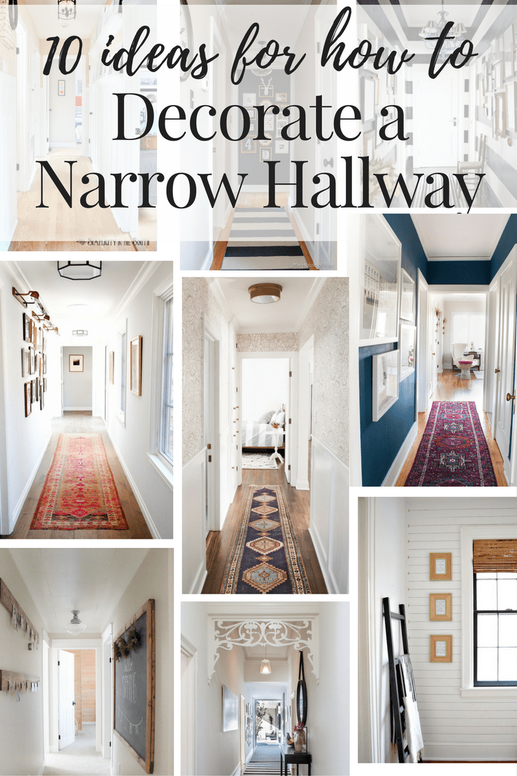 Collage Of 9 Hallway Images With Text Overlay Stating - Small Narrow Hallway Decorating Ideas - HD Wallpaper 