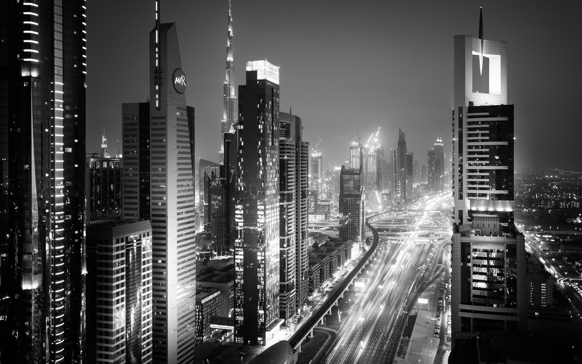 4k, Dubai, Monochrome, Nightscapes, Cityscapes, Uae, - Dubai Wallpaper Black And White - HD Wallpaper 