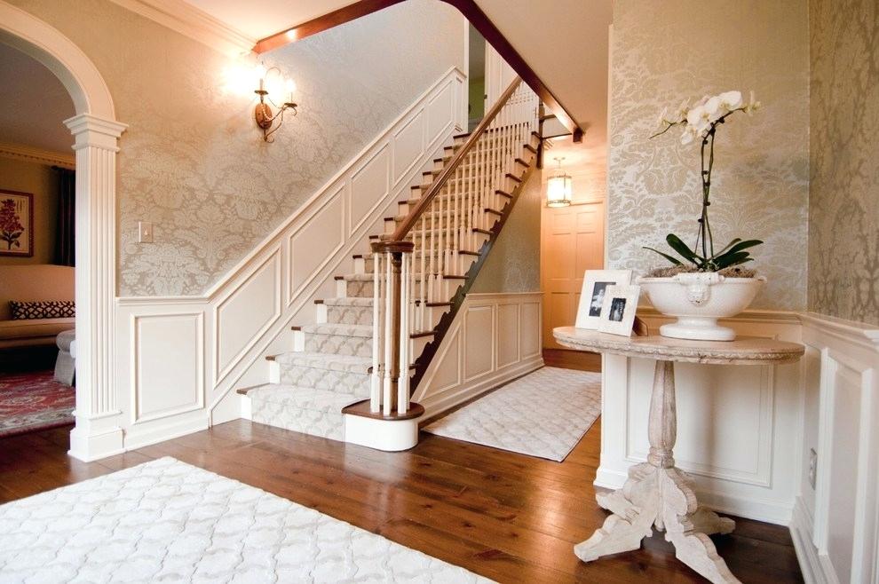Dazzling Rugs In Entry Traditional With Carpet Runners - Wainscoting Design On Stair - HD Wallpaper 
