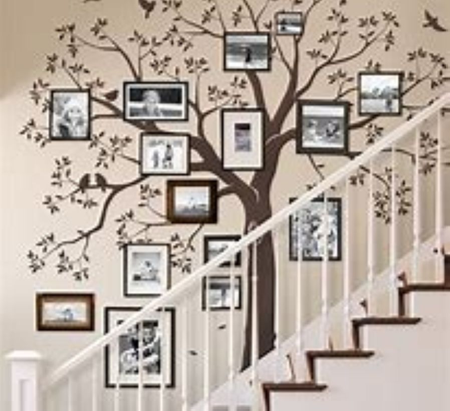 Creative Ideas How To Arranging Pictures On A Stair - Family Tree On Wall - HD Wallpaper 