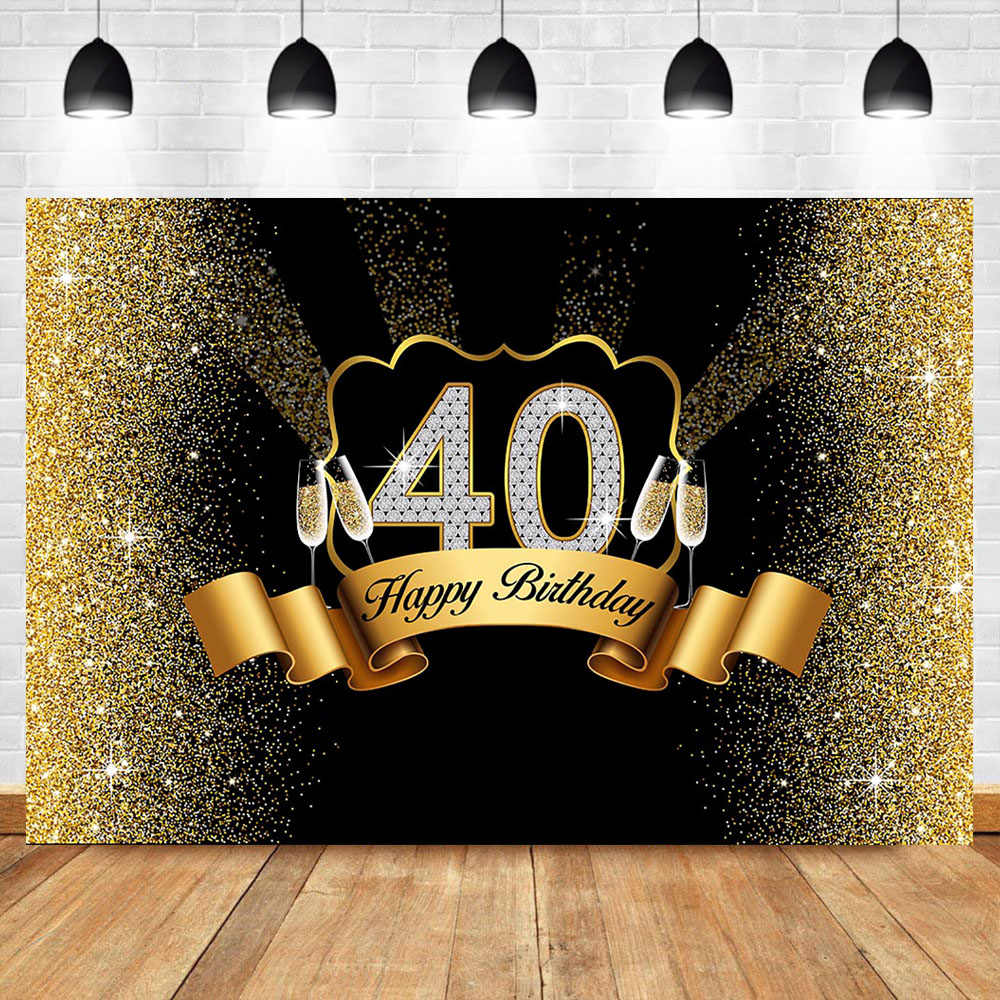Black And Gold 50th Birthday Backdrop - HD Wallpaper 