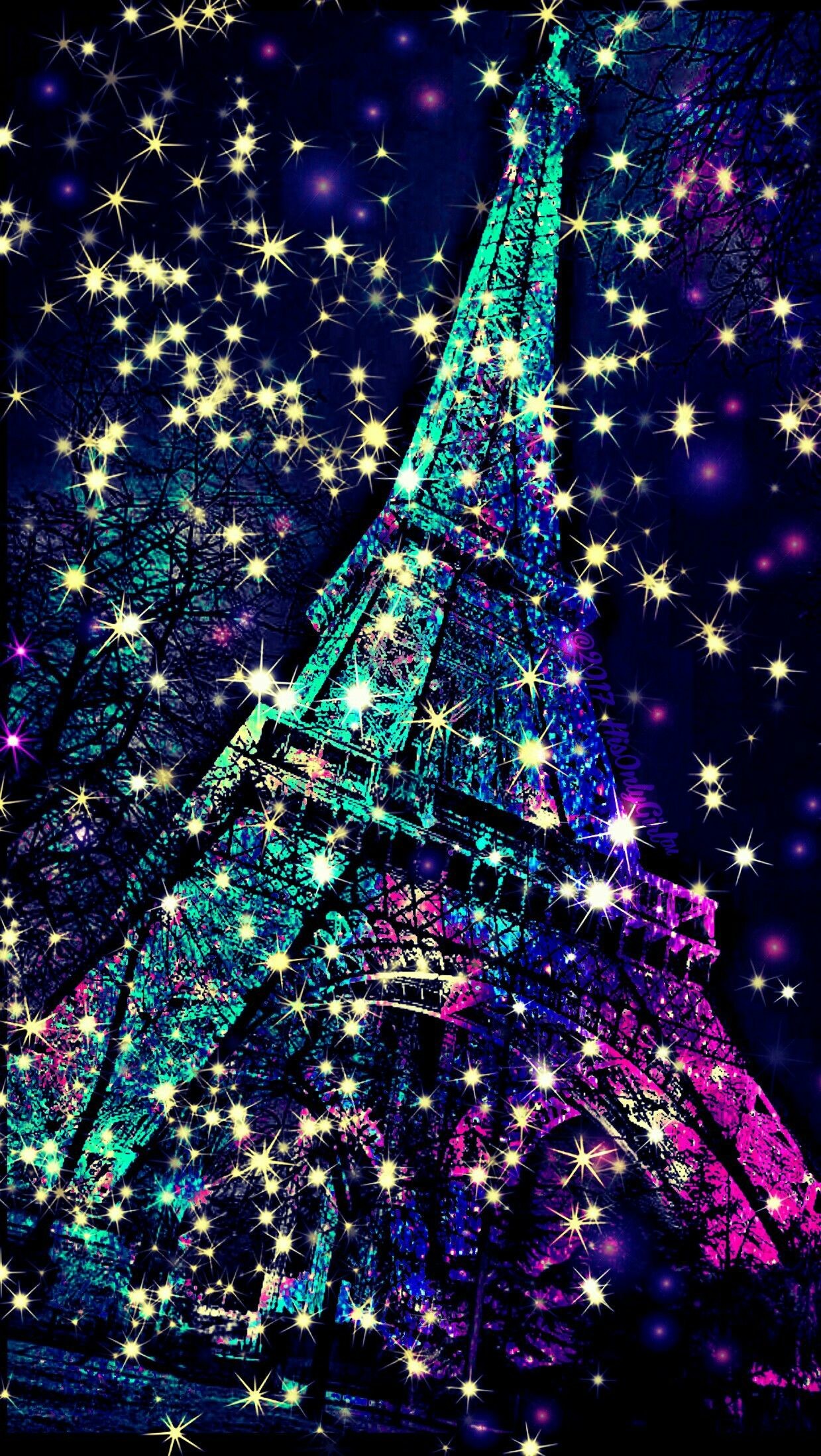 1239x2198, Eiffel Tower Sparkle Galaxy Wallpaper I - Galaxy Home Screen Glitter - HD Wallpaper 