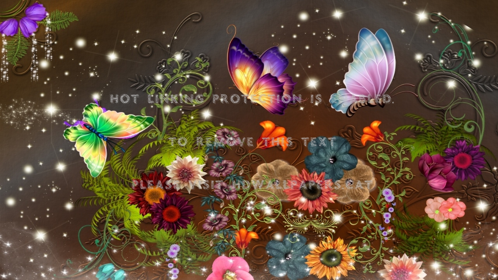 Buterfly Glitter Glittery Flowers Butterfly - HD Wallpaper 
