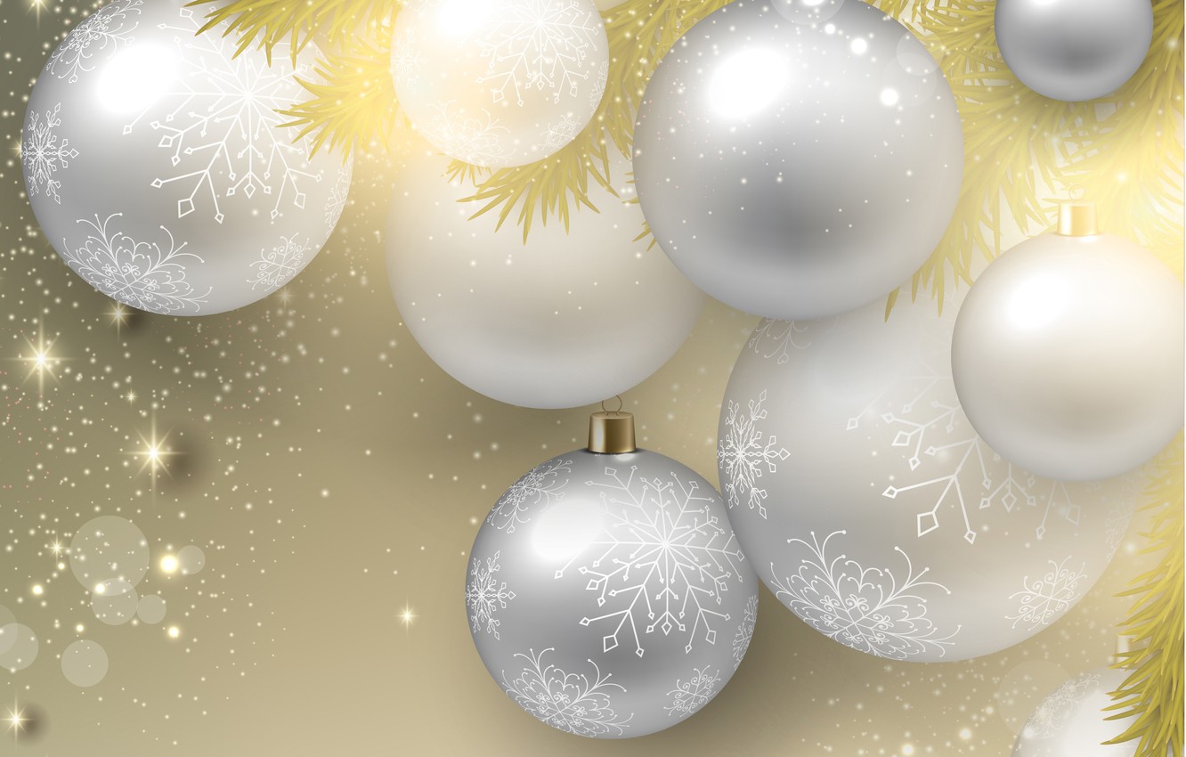 Photo Wallpaper Snowflakes, Balls, New Year, Sequins, - New Year - HD Wallpaper 