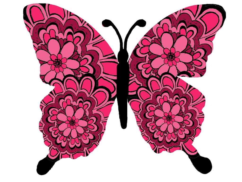 New Pink &black Butterfly - Butterfly Clipart White Background - HD Wallpaper 