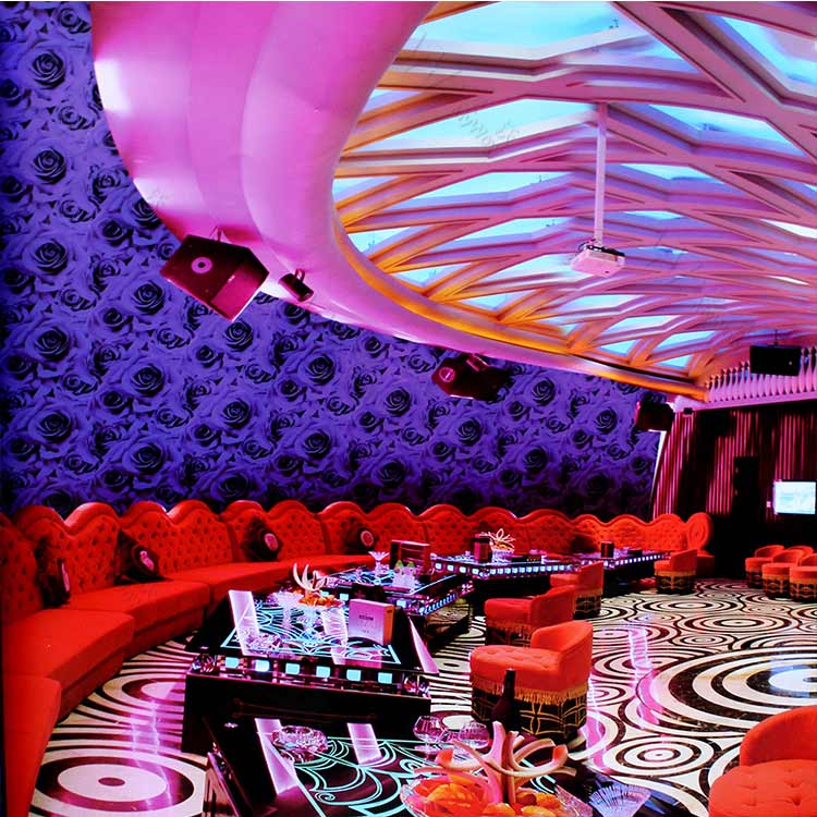 Ktv Room Decoration Rose Floral Pattern Design Golden - Interior Design - HD Wallpaper 