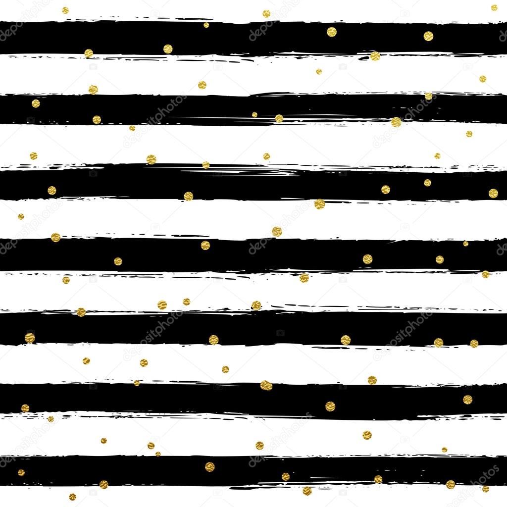 Stripes Black And White Background With Gold - HD Wallpaper 