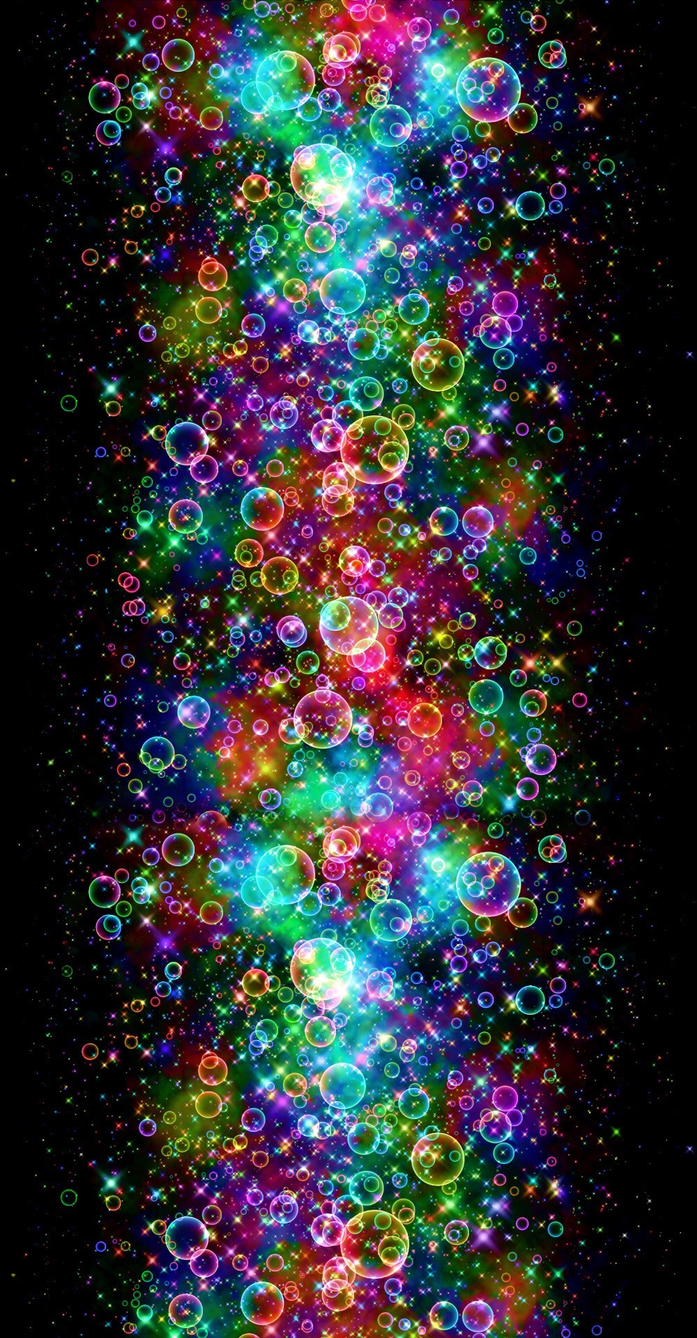 Sparkle Wallpaper That Moves - Rainbow Bubbles With Black Background - HD Wallpaper 