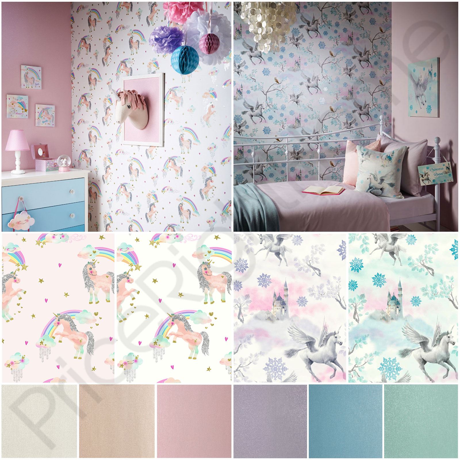 Rainbow Unicorn Room Pink - HD Wallpaper 