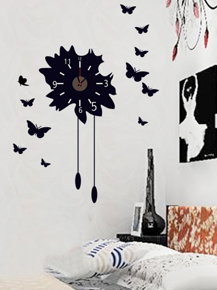 Butterfly Wall Design Images - Wall Mount Clock Butterfly Design - HD Wallpaper 