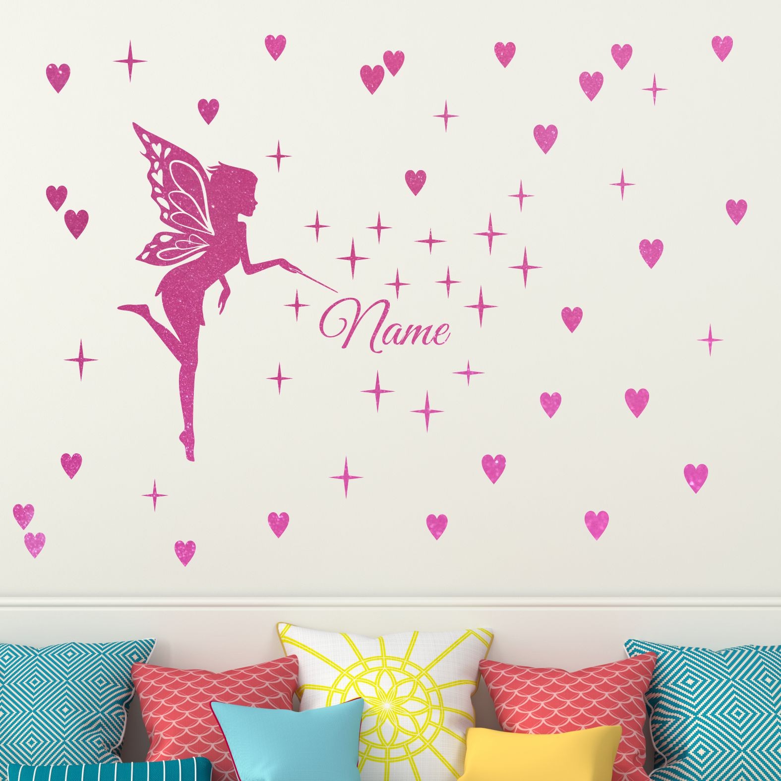 Personalised Fairy Wall Sticker In Glitter Vinyl From - Wall Decal - HD Wallpaper 