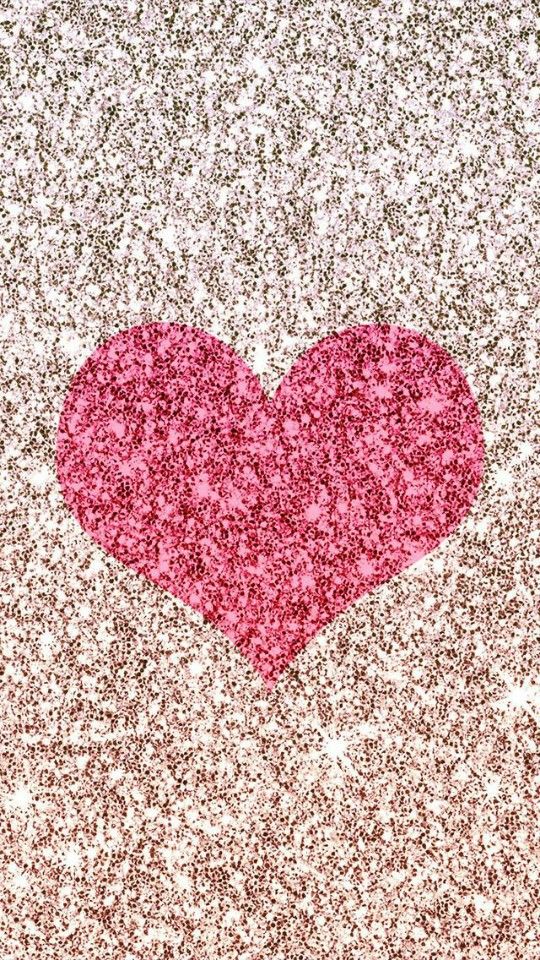 Glitter Pink Heart Background - HD Wallpaper 