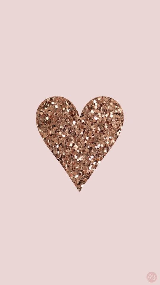 Rose Gold Glitter Heart - HD Wallpaper 