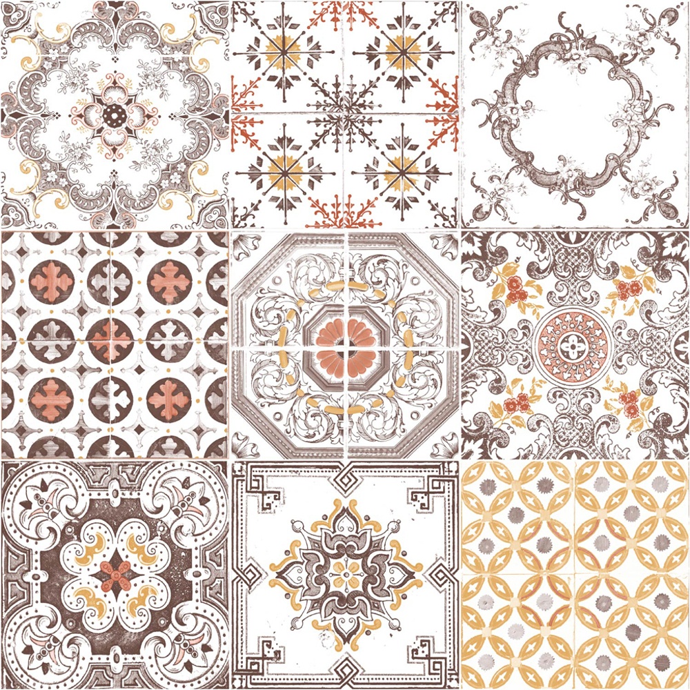Muriva Tile Pattern Retro Floral Motif Kitchen Bathroom - HD Wallpaper 