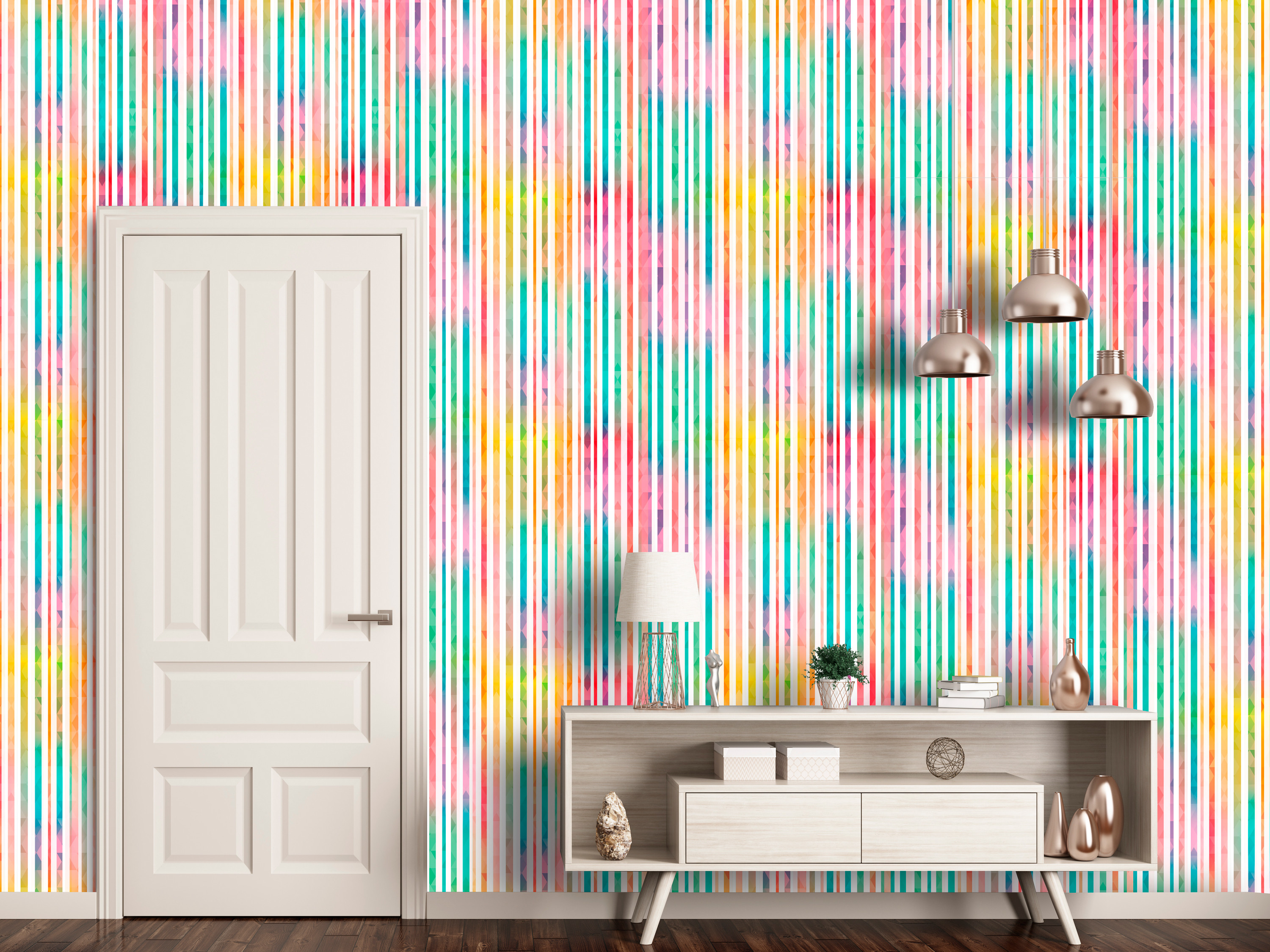Modern Wallpaper Striped Rainbow - HD Wallpaper 