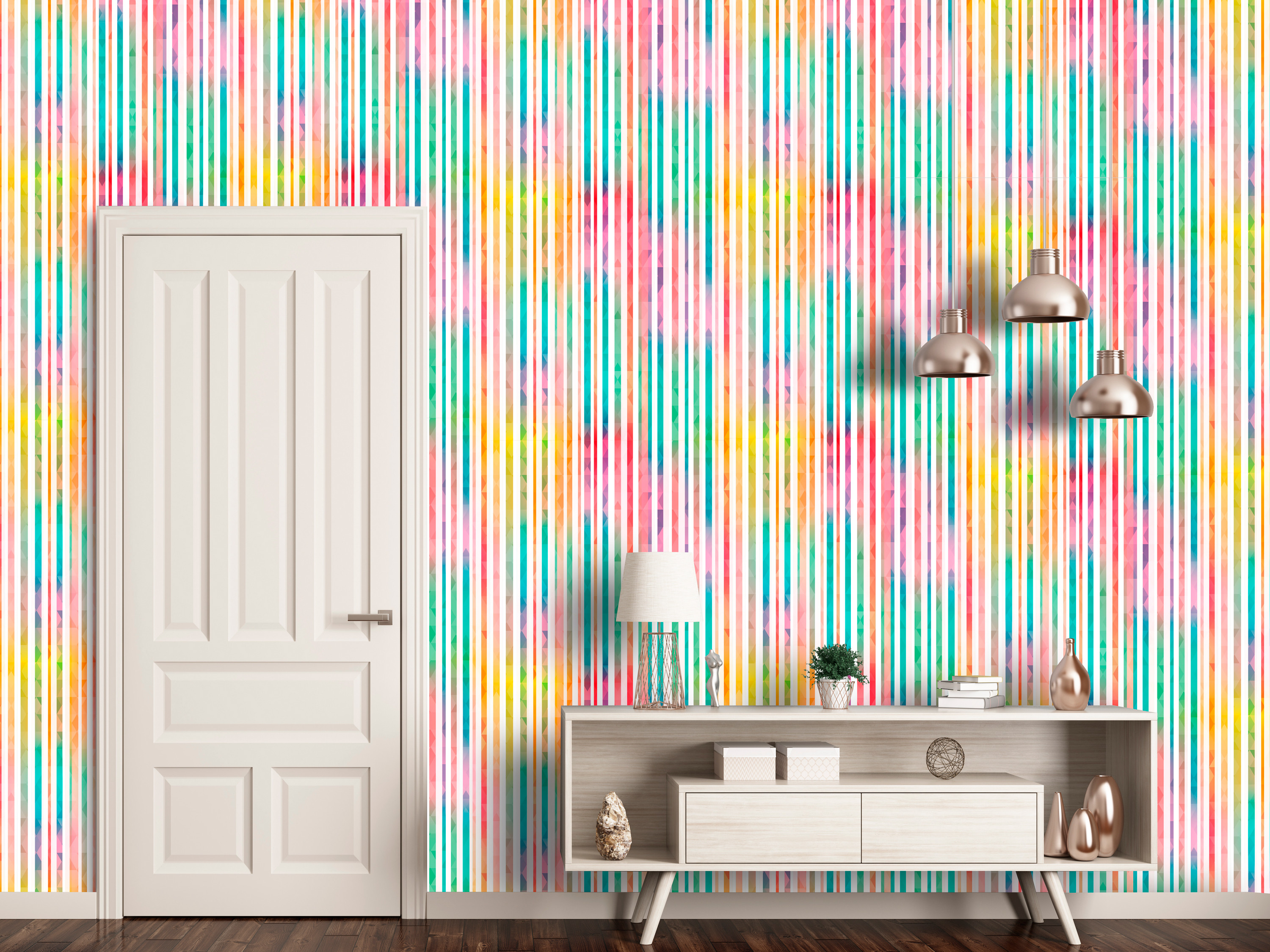 Modern Wallpaper Striped Rainbow - HD Wallpaper 