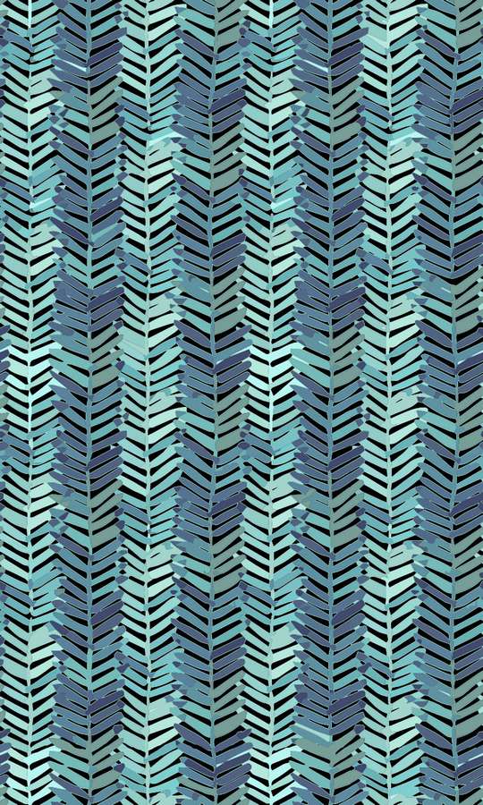 Leaves Pattern Wallpaper Mural Blue And Green On Dark - Building - HD Wallpaper 