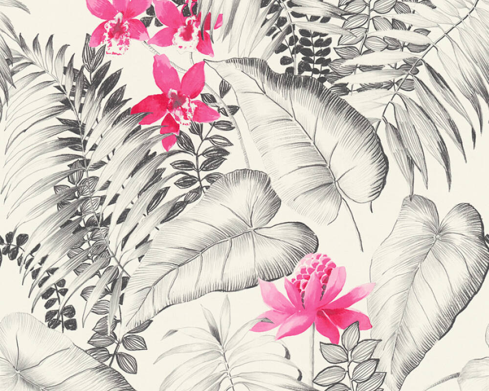 Création Wallpaper Cottage, Flowers, Black, Grey, Pink, - HD Wallpaper 