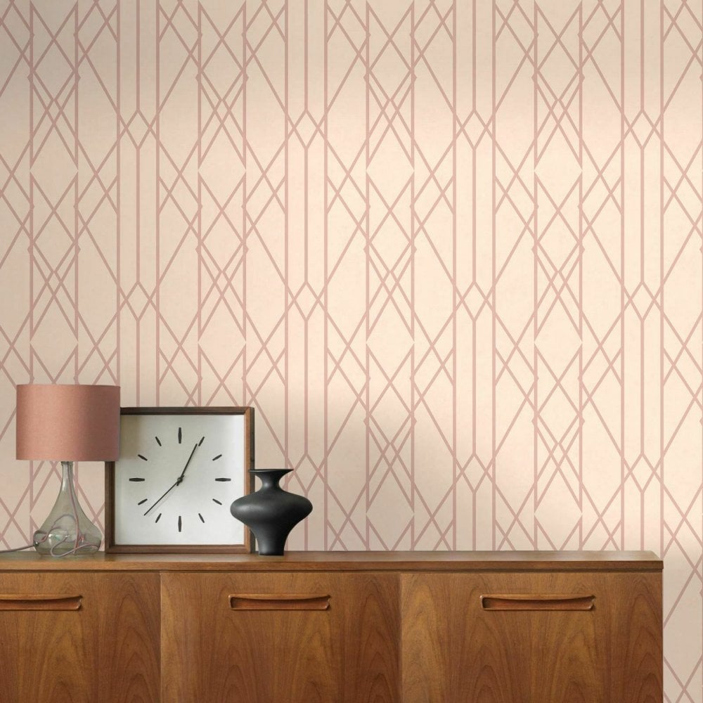 Diamond Wallpaper Art Deco Pink - HD Wallpaper 