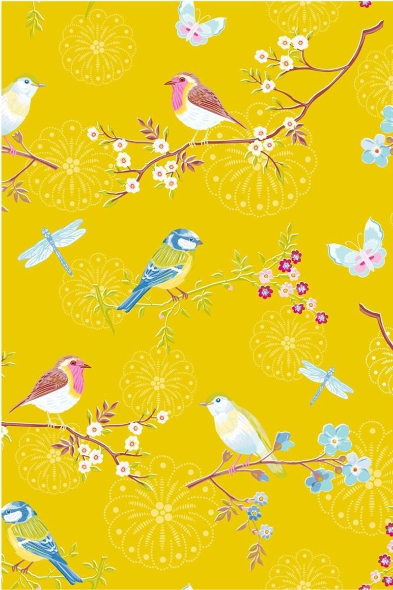 Early Bird Wallpaper Yellow - Yellow Wallpaper With Birds - HD Wallpaper 