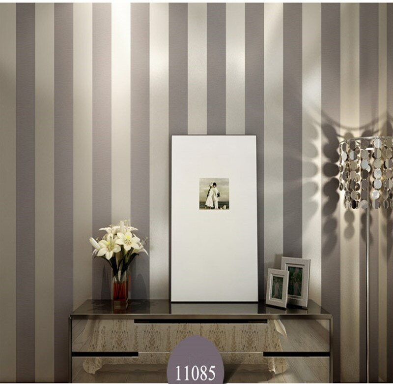 Modern Black Wallpaper Striped Purple And Silver Glitter - Gold Grey Striped Wall - HD Wallpaper 