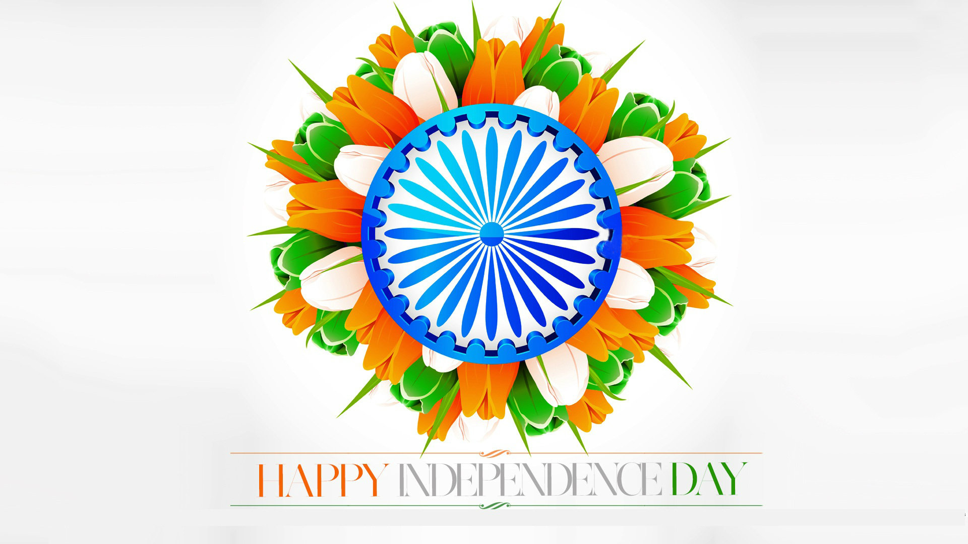 Happy Republic Day Flowers Orange White Green Image - Happy Independence Day 2019 - HD Wallpaper 