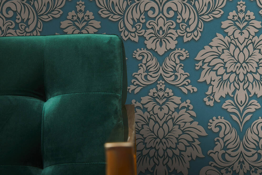 Livingwalls Wallpaper Baroque, 3d, Beige, Blue, Metallic, - 36898 5 - HD Wallpaper 