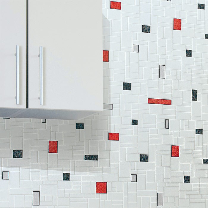 Papier Peint Rouge Et Gris Pour Cuisine - HD Wallpaper 