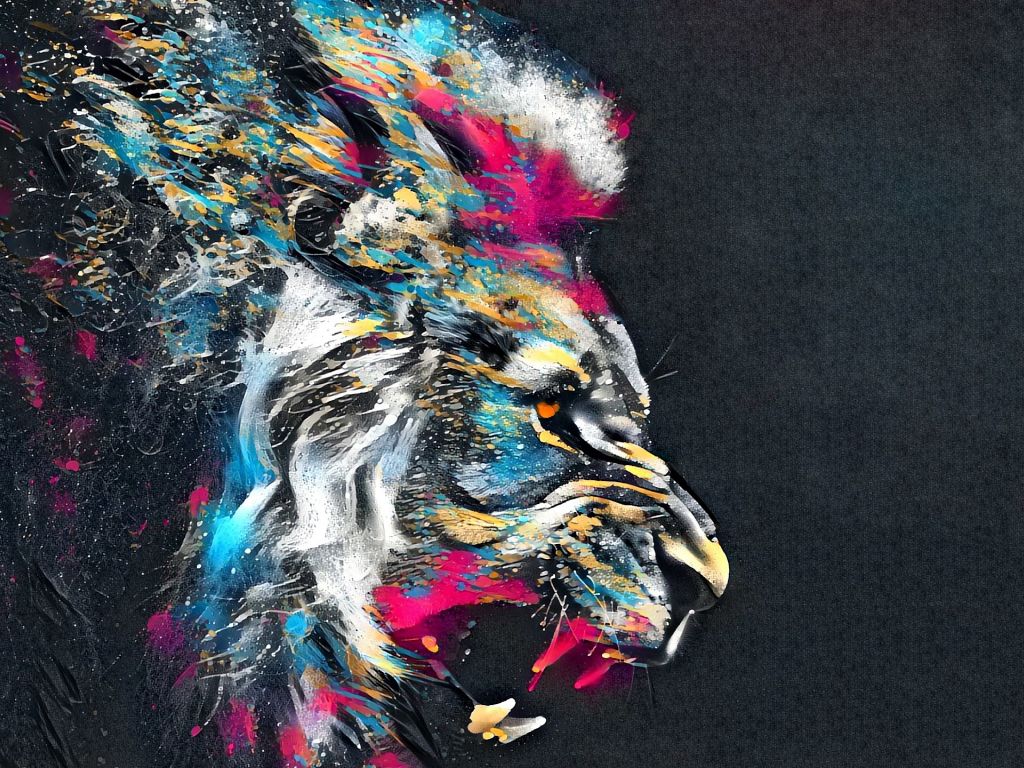 Lion Roar Animal Abstract Colorful Wallpaper - Colorful Lion Abstract Art - HD Wallpaper 