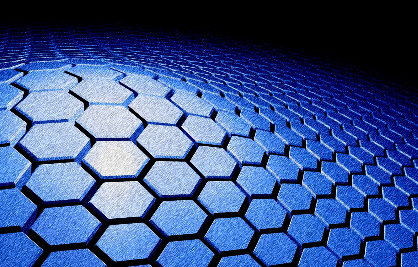 Photo Wallpaper Abstraction, The Dark Background, Figure, - Blue Honeycomb - HD Wallpaper 