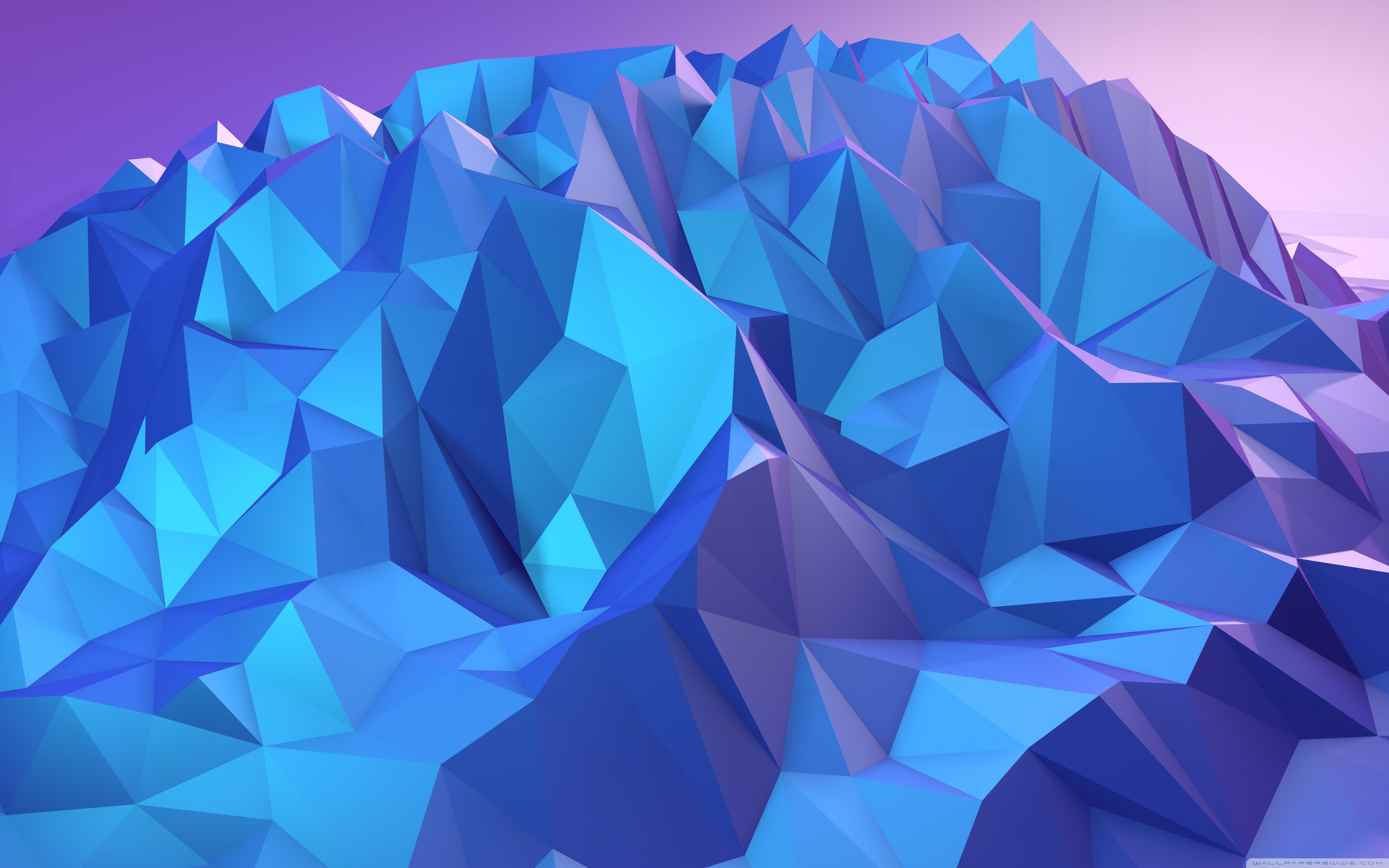 Low Poly Blue Mountain - HD Wallpaper 