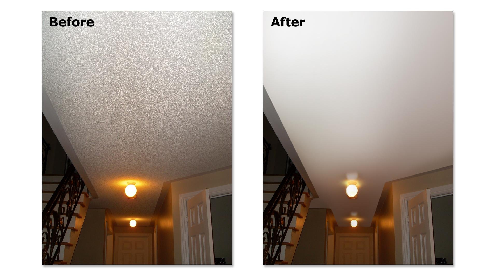 Removing Textured Ceiling Before And, How Much Does Popcorn Ceiling Removal Cost