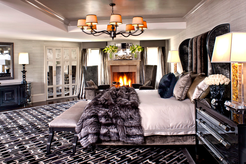 Superb Faux Fur Blanket In Bedroom Contemporary With - Kardashian Room - HD Wallpaper 