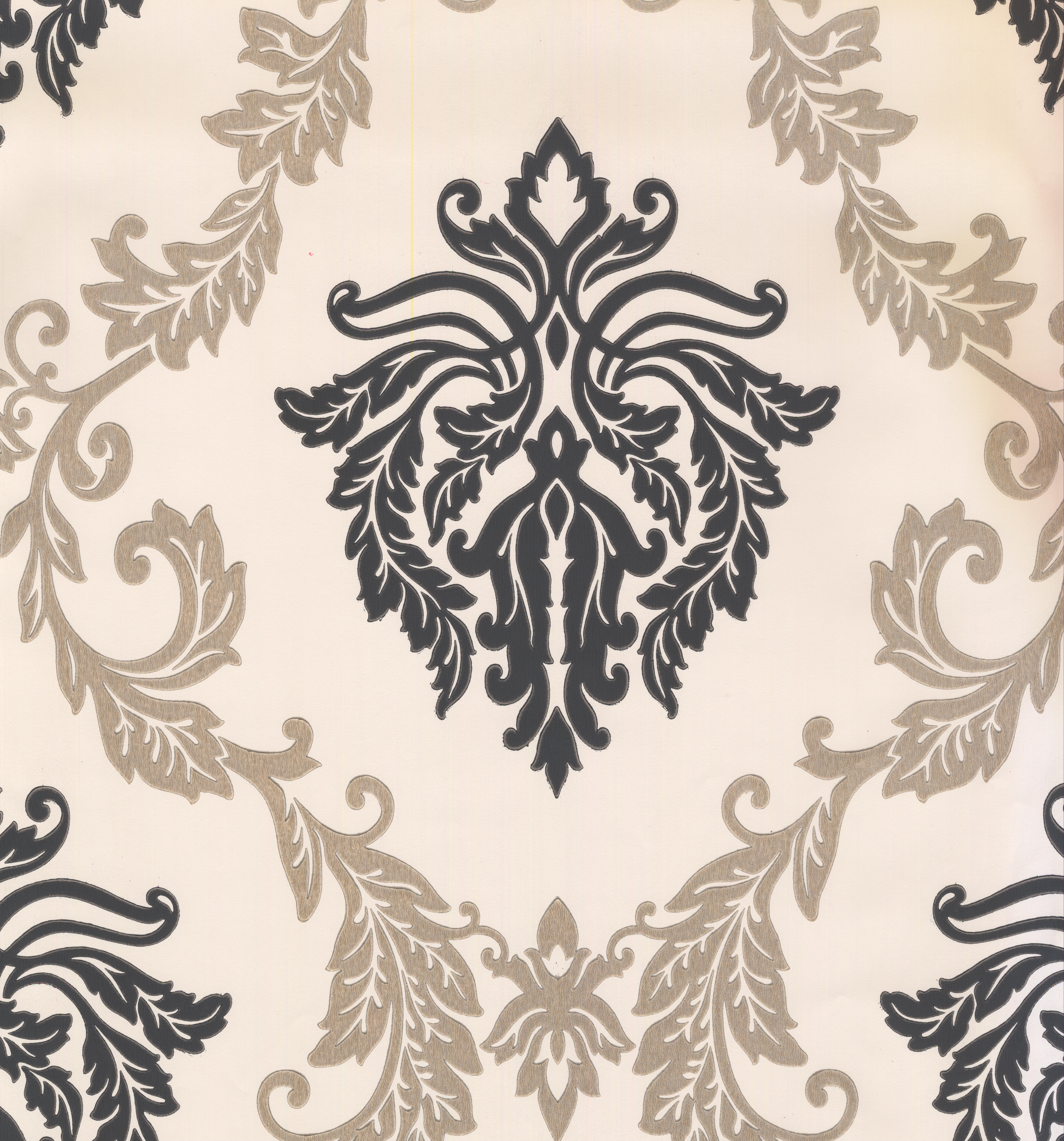 Silver P S 02485-30 Cream Textured Vinyl Damask Wallpaper - Motif - HD Wallpaper 