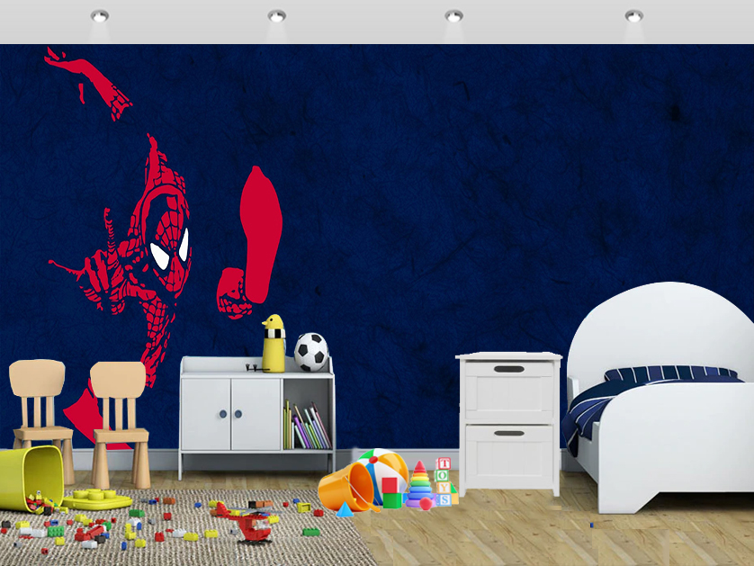 Super Cool Blue Background Spiderman Wall Mural Kids - Unicorn Wall Murals For Kids - HD Wallpaper 