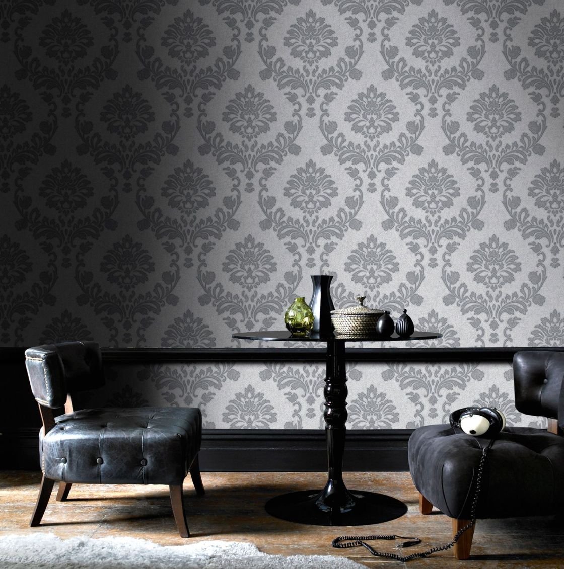Silver And Grey Wallpaper Livingroom - HD Wallpaper 