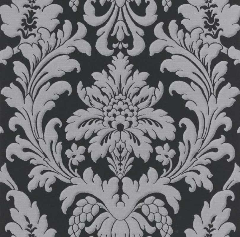 Black And Silver Ornament Wallpaper - Papier Peint Baroque Rasch - HD Wallpaper 
