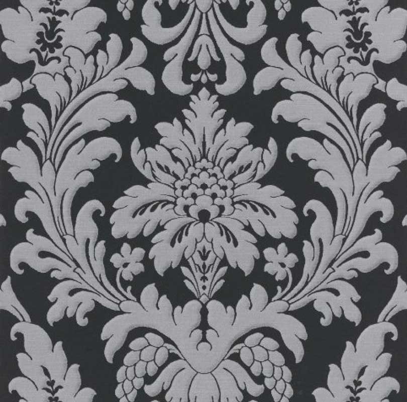 Black And Silver Ornament Wallpaper - Papier Peint Baroque Rasch - HD Wallpaper 