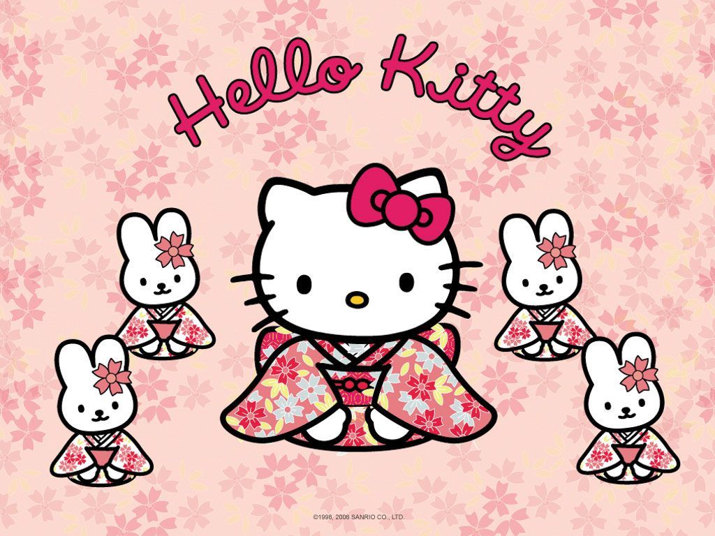 Hello Kitty Wallpaper - Kimono Hello Kitty Sakura - HD Wallpaper 