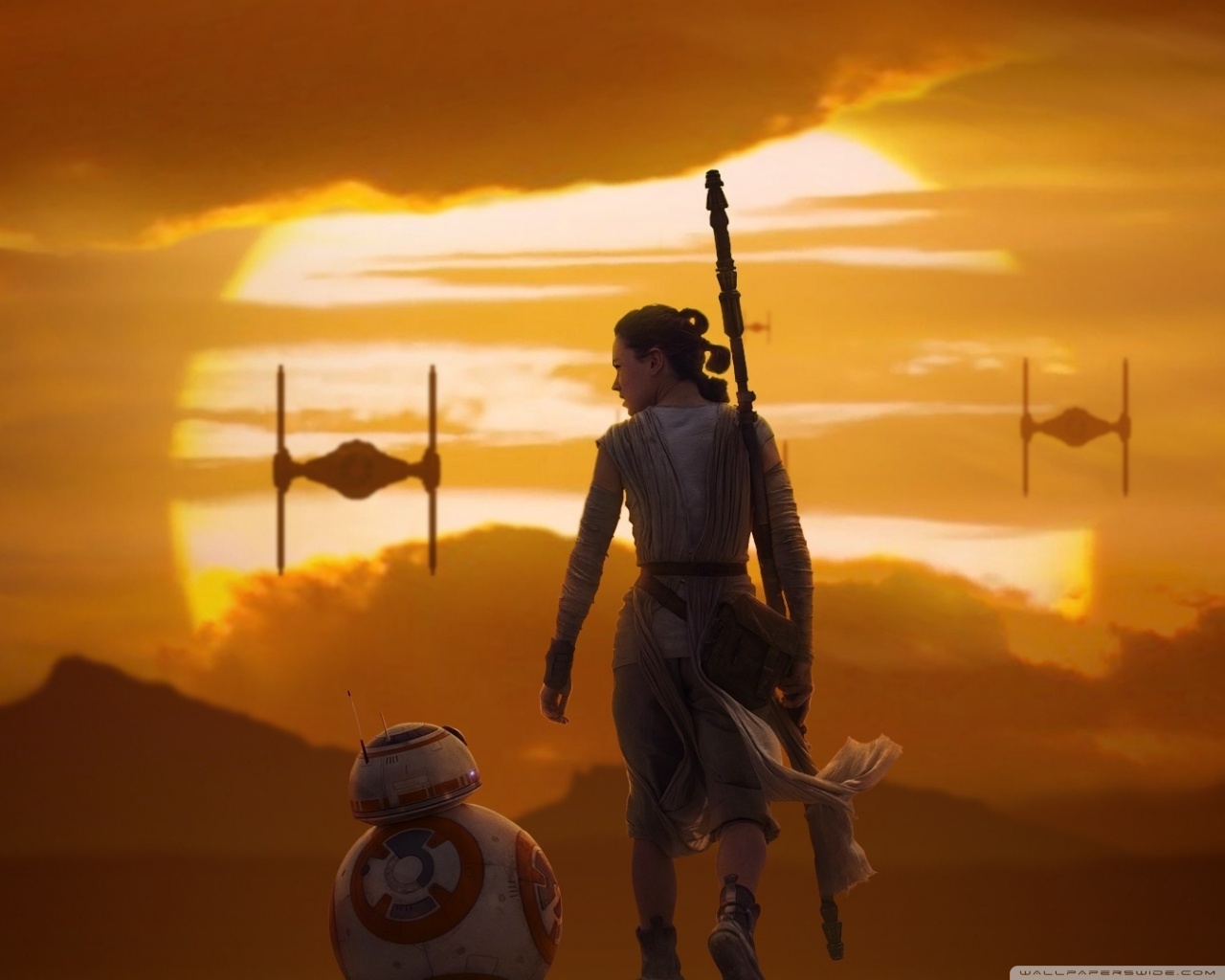Star Wars Rey And Bb8 - HD Wallpaper 