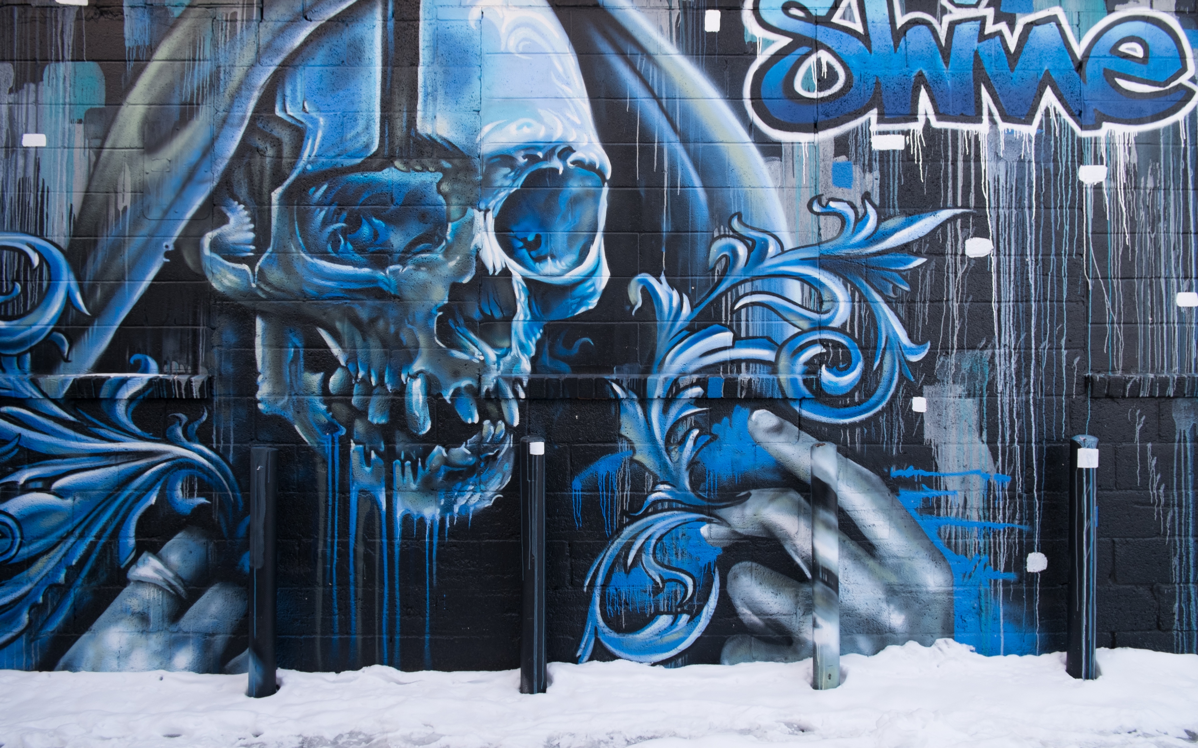 Wallpaper Skull, Graffiti, Street Art, Wall - Street Art Graffiti Wallpapers 4k - HD Wallpaper 