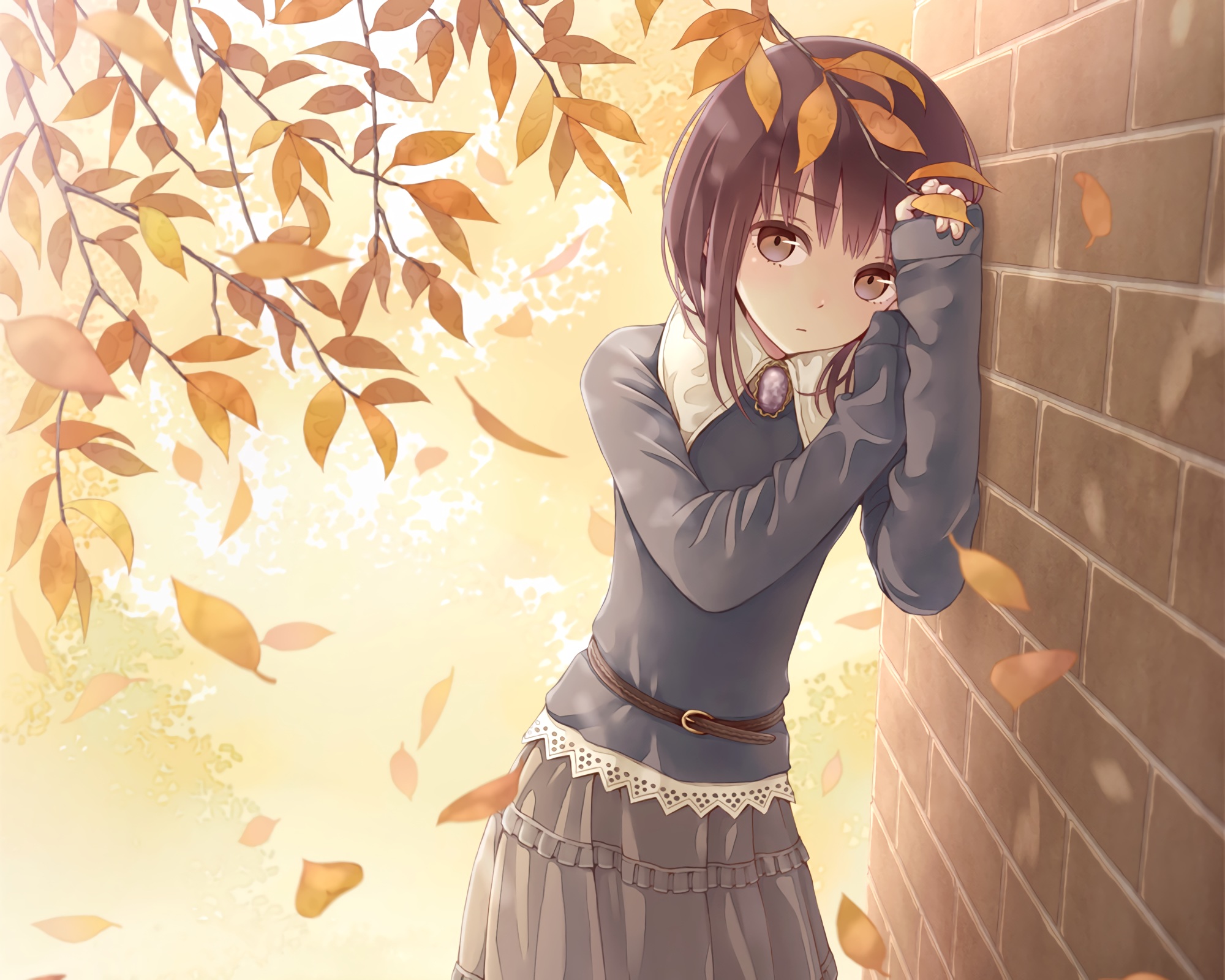 Anime Girl With Short Brown Hair And Brown Eyes - 2000x1600 Wallpaper -  
