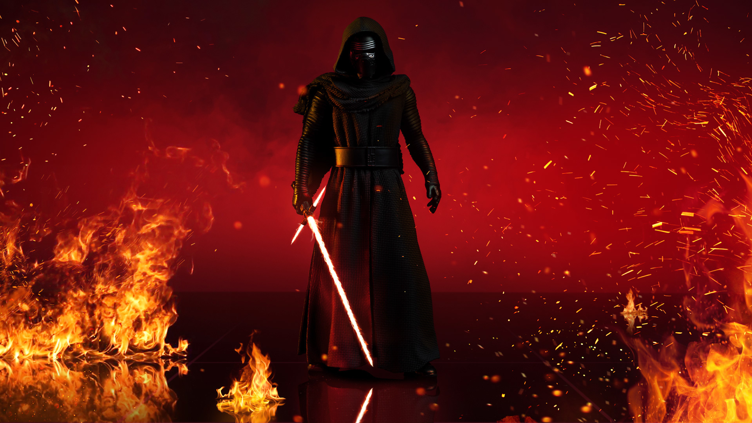 Hd Kylo Ren With Lightsaber In Star Wars 2560×1440 - HD Wallpaper 