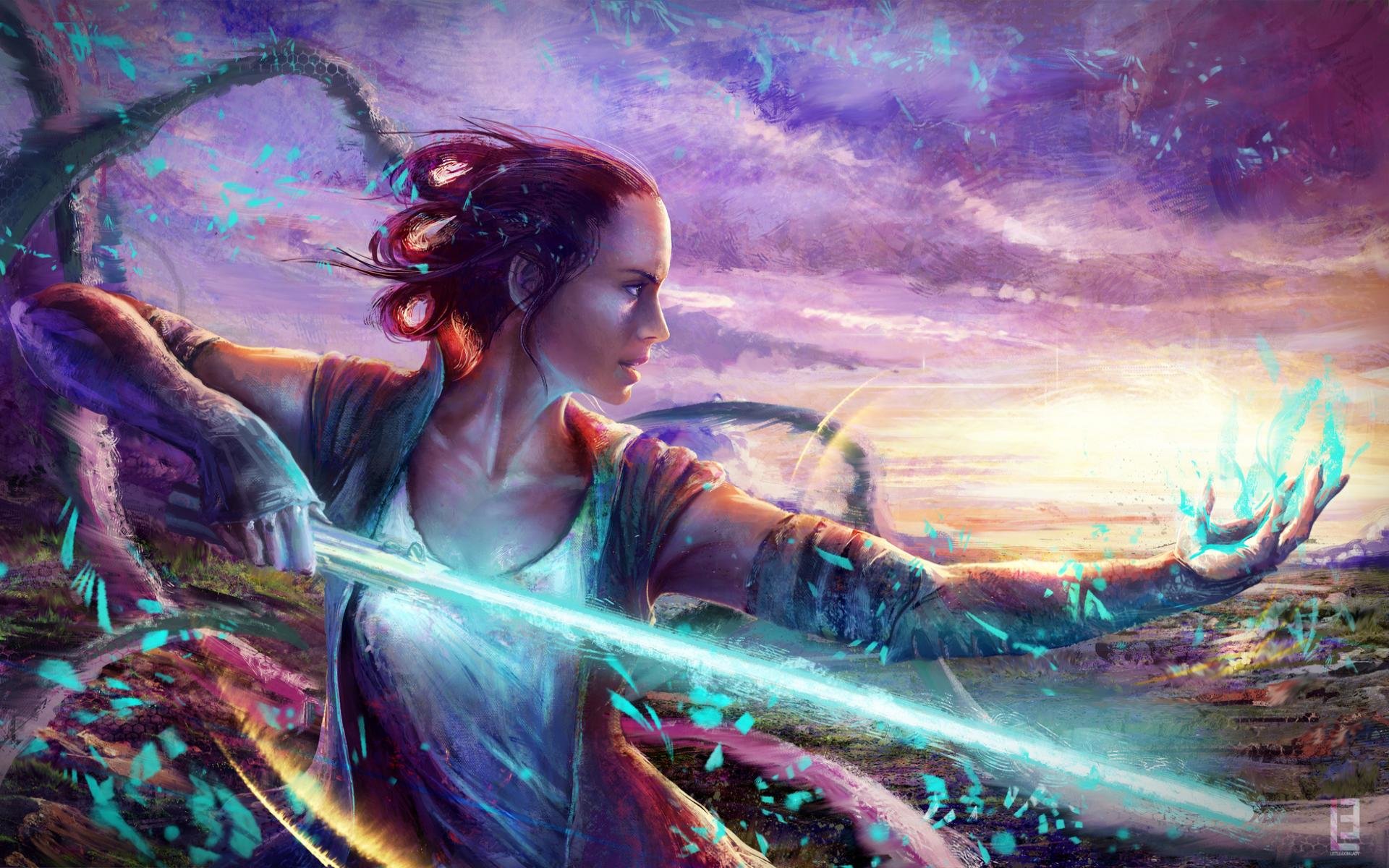 Awesome Star Wars Episode 7 - Star Wars Rey Art - HD Wallpaper 