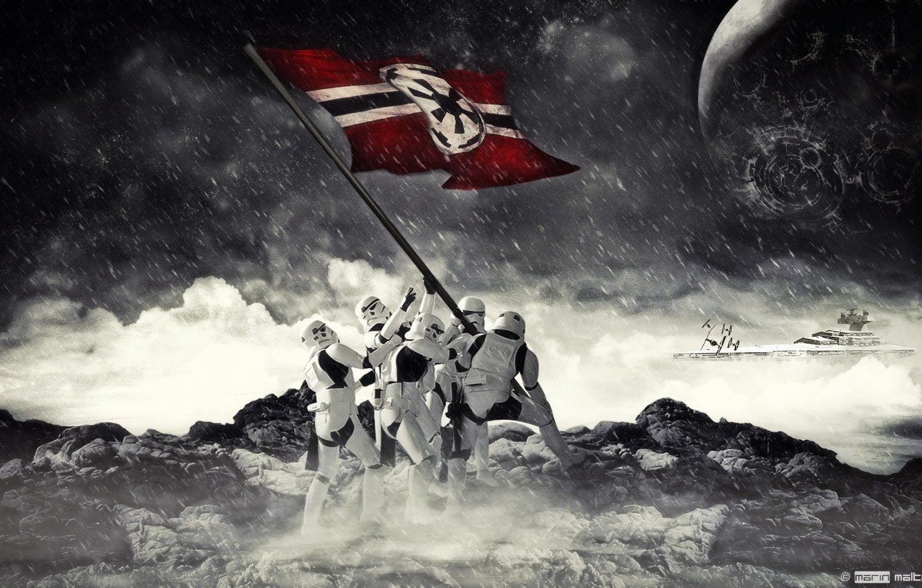 Photo Wallpaper Star Wars, Star Wars, Flag, Stormtrooper - Star Wars Stormtrooper Flag - HD Wallpaper 