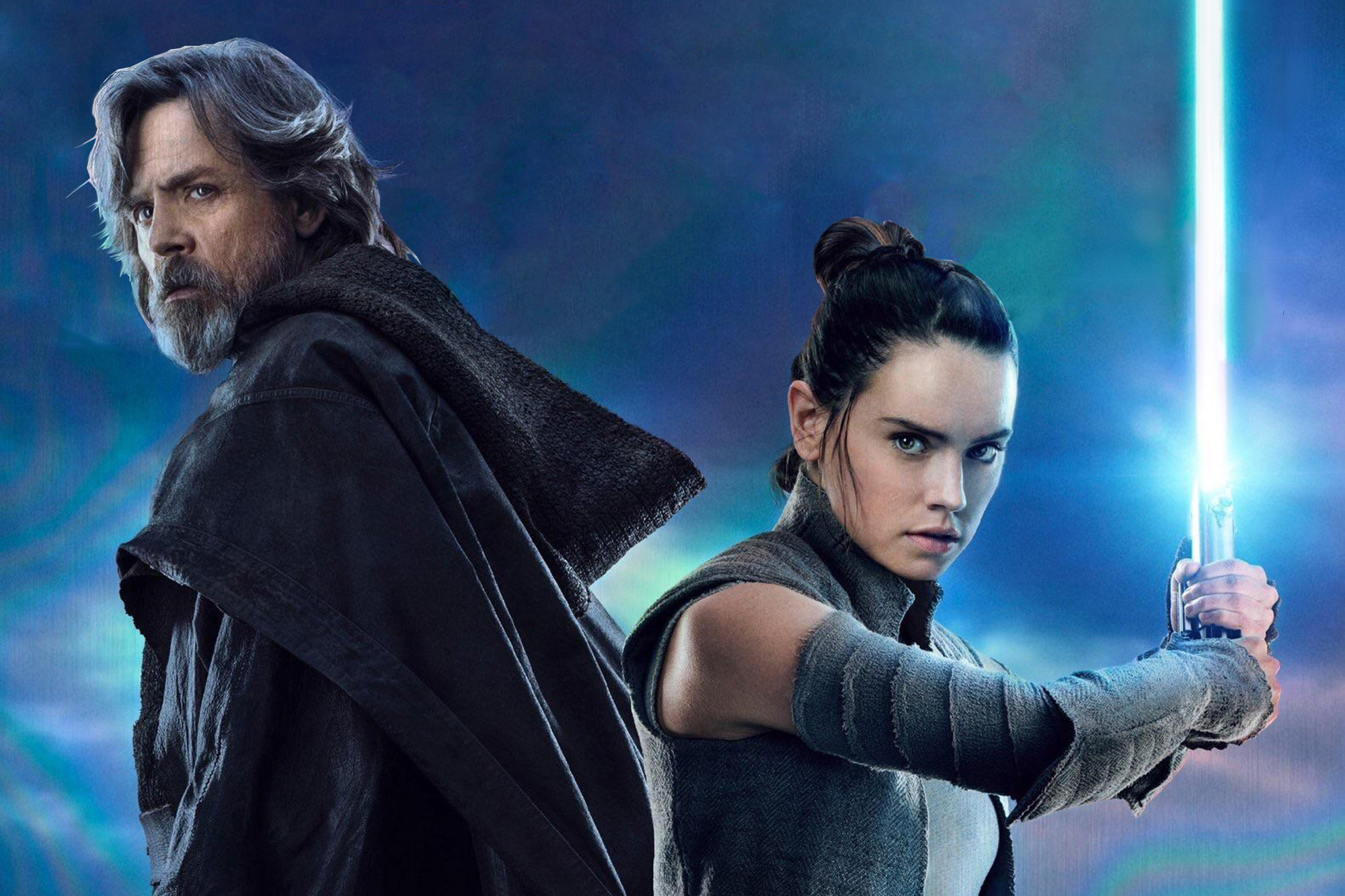 Rey And Luke The Last Jedi - HD Wallpaper 