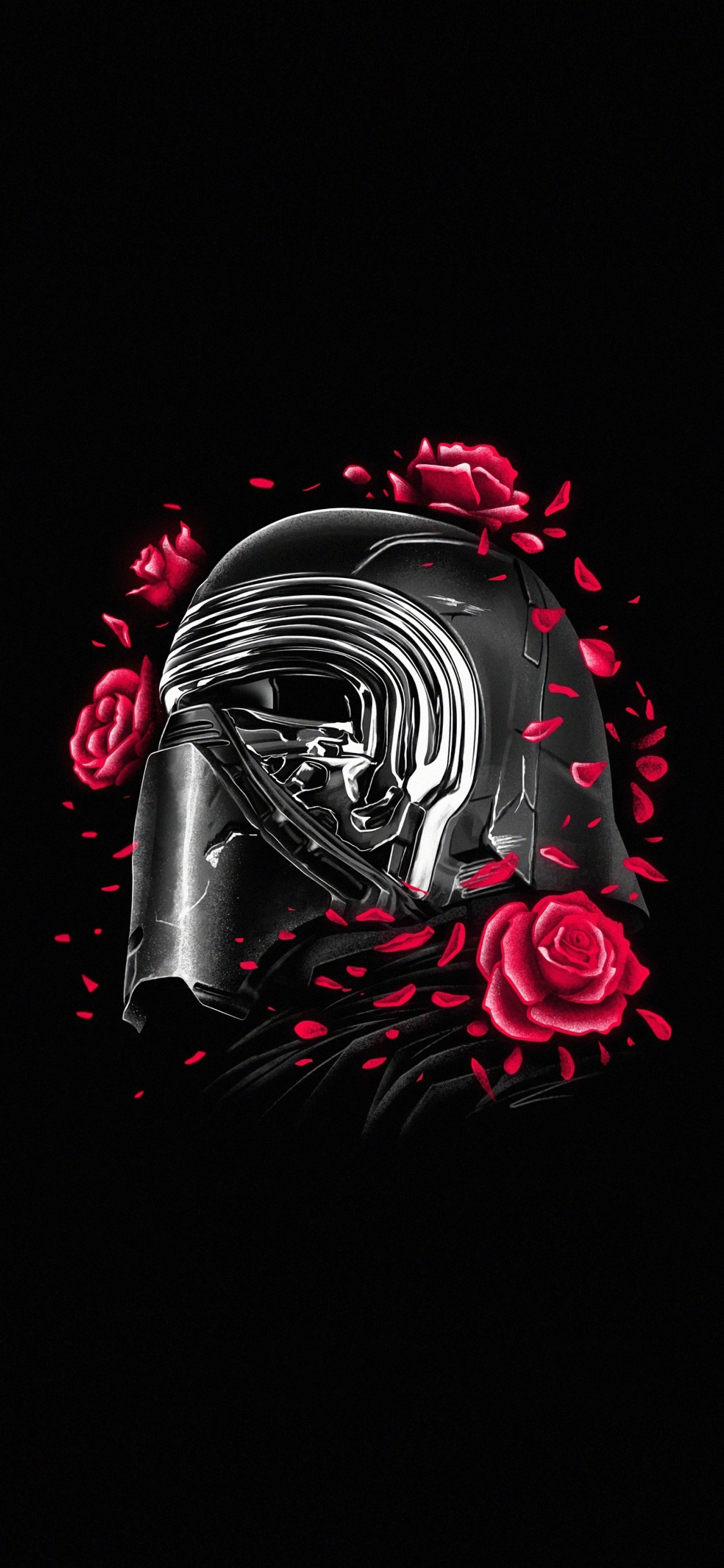 Kylo Ren, Helmet And Roses, Star Wars, Minimal, Wallpaper - Minimalist Star Wars Iphone - HD Wallpaper 